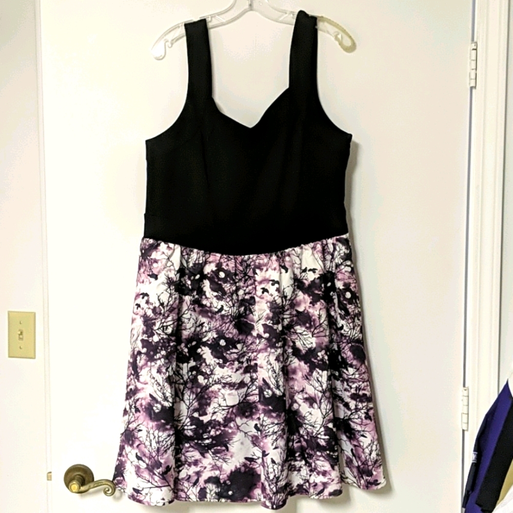 Hot Topic knit to woven Raven Branch dress - Picture 2 of 7